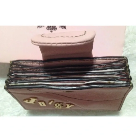 Rare Retro Juicy Couture Pam & Gela Gold Leather Credit Card/Gift Card Wallet